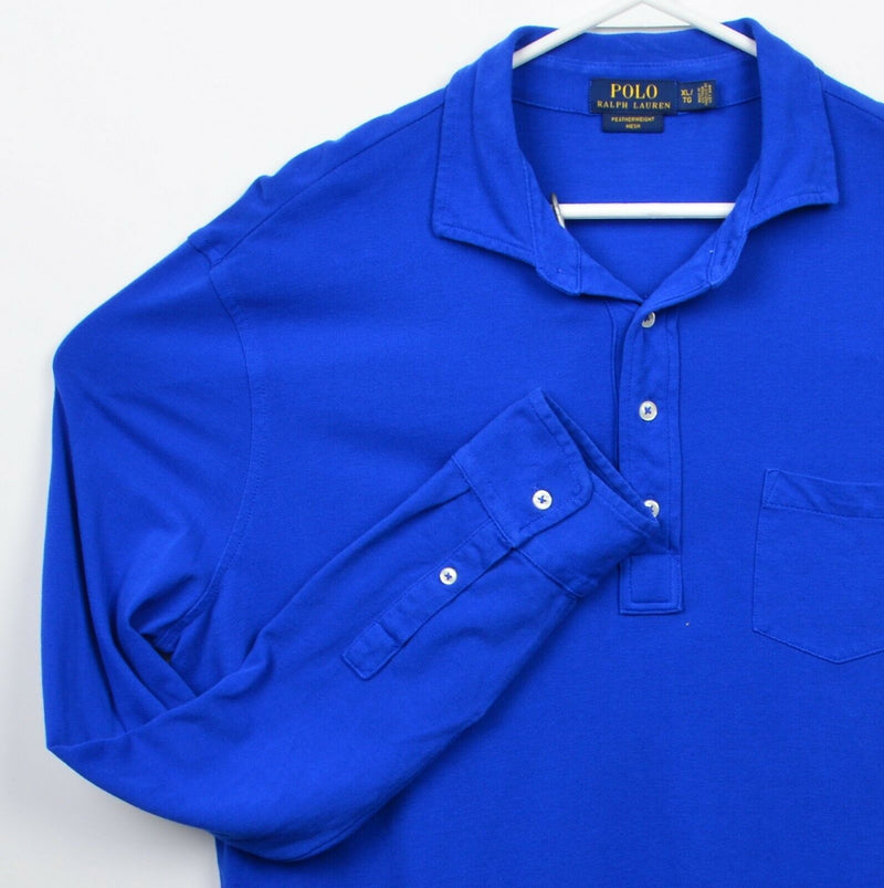 Polo Ralph Lauren Men XL Featherweight Mesh Solid Royal Blue Polo Shirt