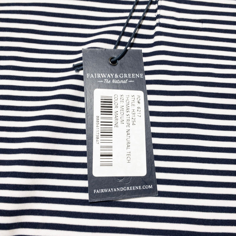 NetJets Golf Polo Shirt Mens Medium Fairway & Greene Navy Blue White Stripe Tour