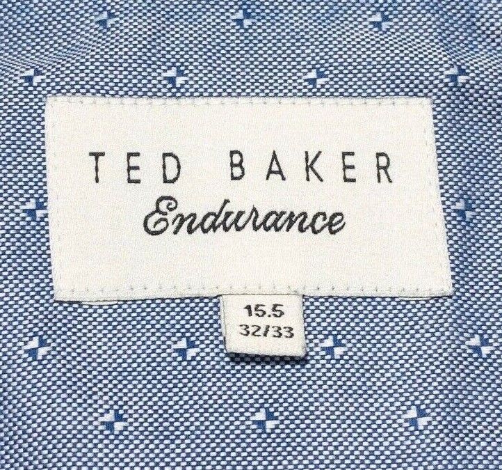 Ted Baker Shirt 15.5-32/33 Men's Flip Cuff Dress Shirt Endurance Blue Check