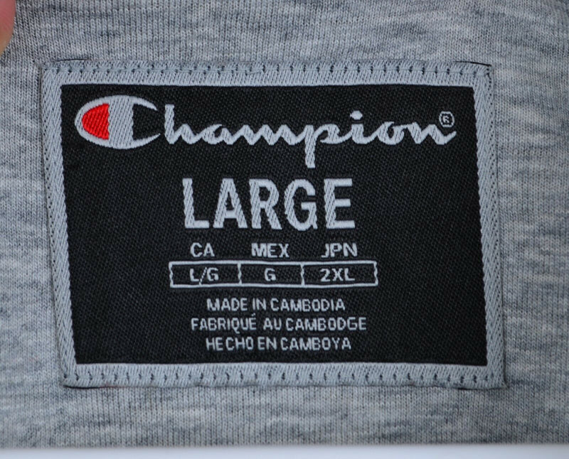 Champion Men's Large Sherpa Fleece Big Logo Spell Out Khaki Hoodie Jacket