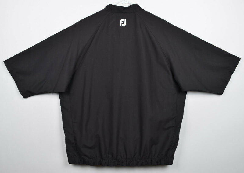 FootJoy Men's XL Black Henley Snap Collar Short Sleeve Windshirt Golf Jacket