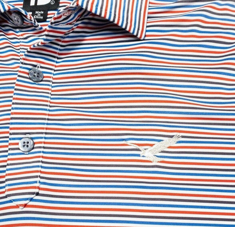 FootJoy Golf Shirt Large Men's Polo Red Blue Striped Wicking Performance Stretch