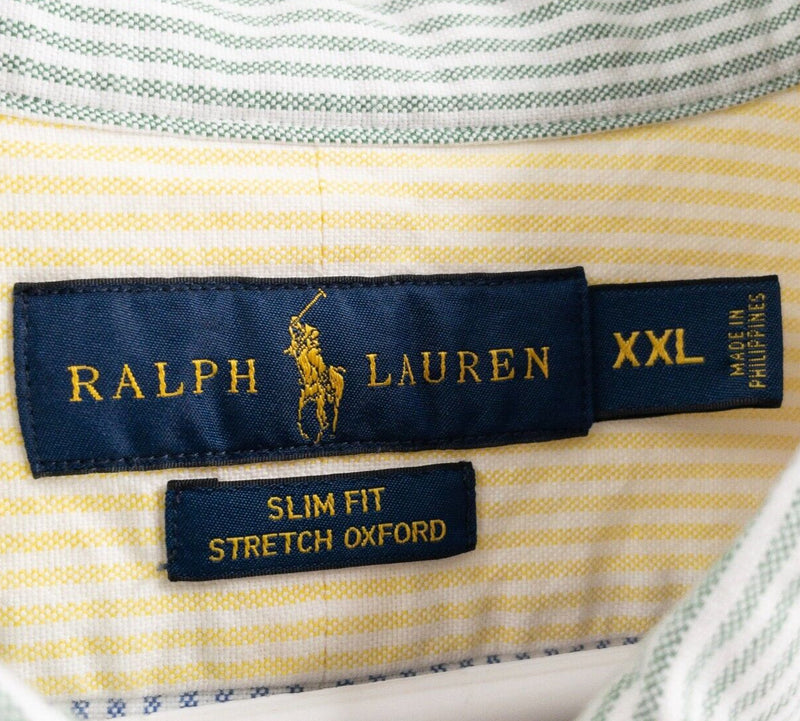 Polo Ralph Lauren Colorblock Shirt Men's 2XL Slim Fit Stretch Oxford Button-Down