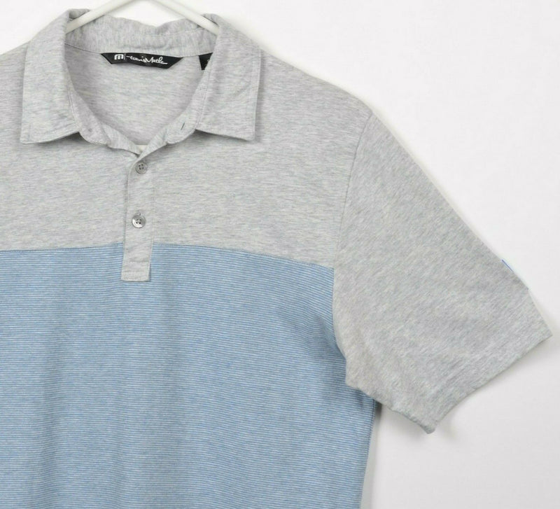 Travis Mathew Men's Sz Small Gray Blue Two Tone Cotton Modal Golf Polo Shirt