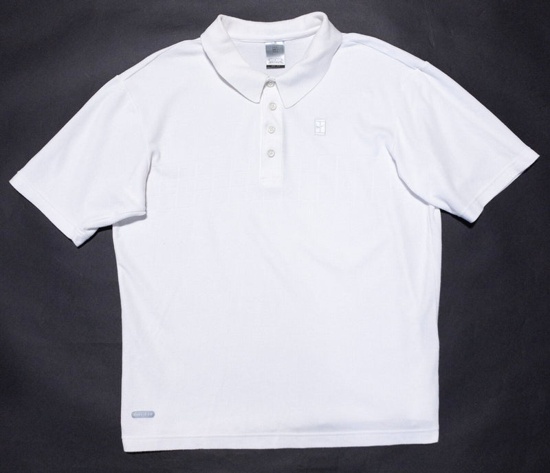 Nike Tennis Polo Men's Medium Solid White Challenge Court Short Sleeve