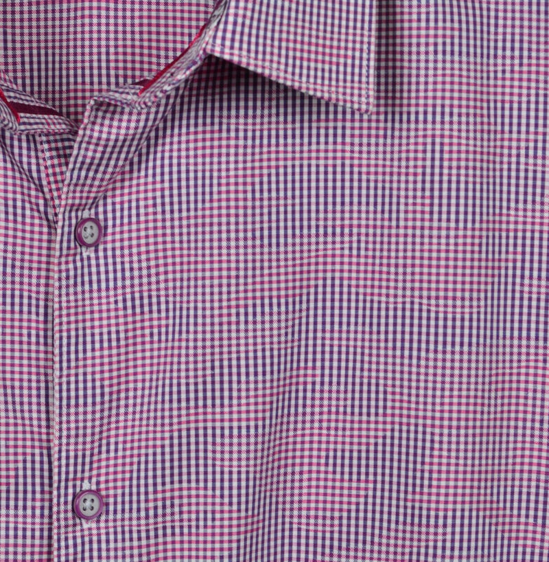 Robert Graham Men's 2XL Flip Cuff Pink Purple Camouflage Check Designer Shirt