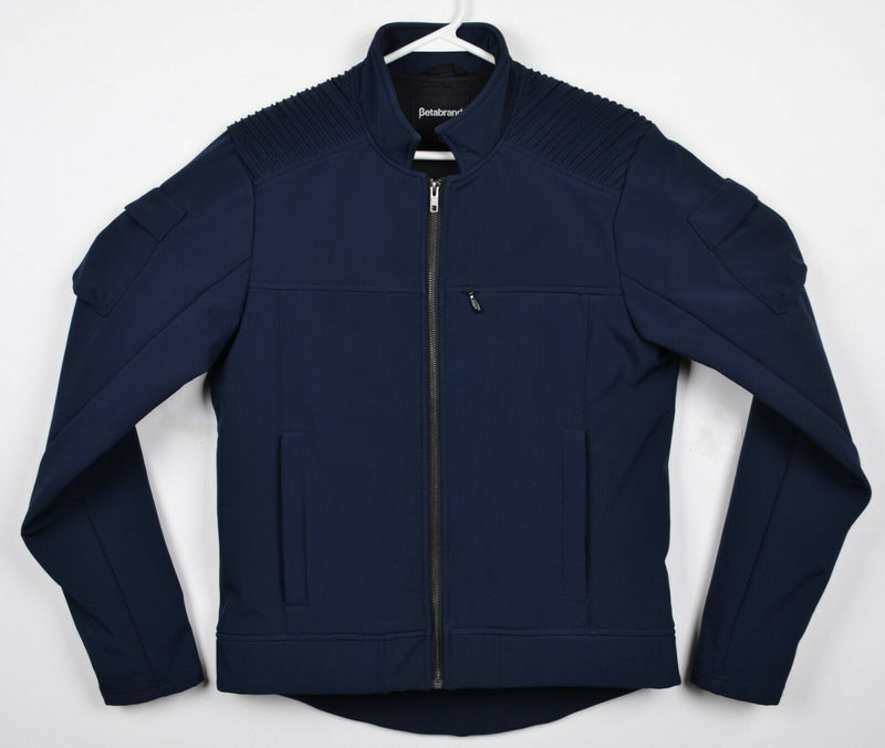 Betabrand Men's Small Smugglers Han Solo Soft Shell Navy Blue Motorcycle Jacket