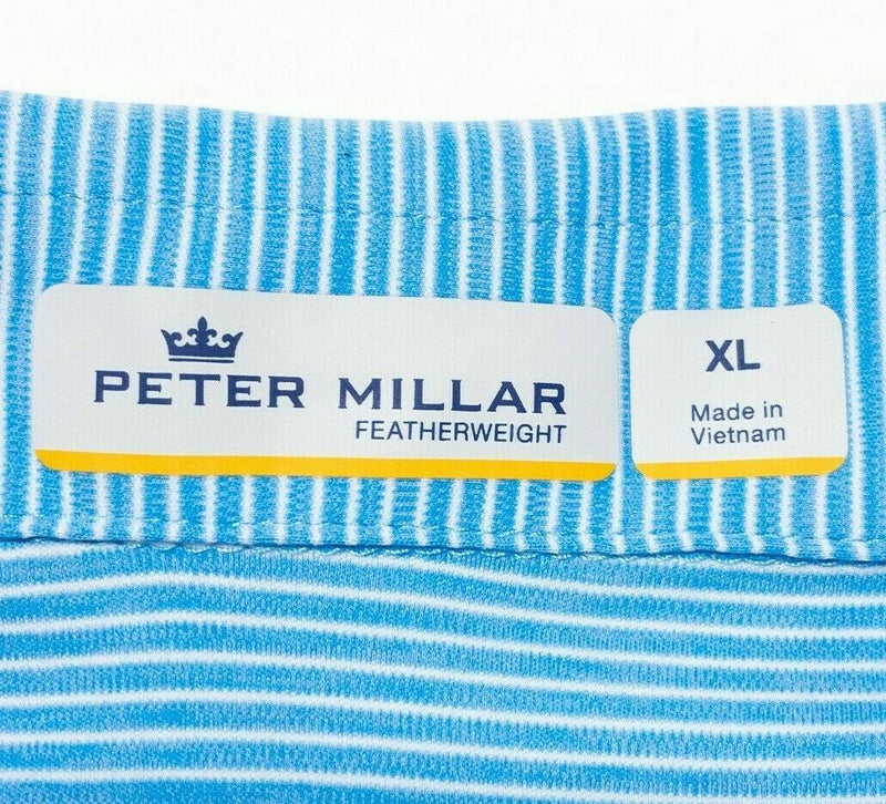 Peter Millar Featherweight Melange Stripe Polo XL Men's Blue Wicking Golf