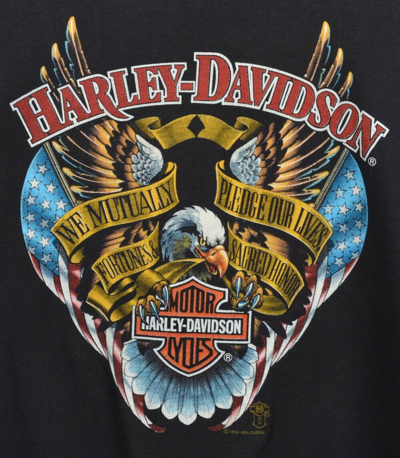 Vintage 1988 Harley-Davidson Men Medium Eagle Flag Emblem Graphic 50/50 T-Shirt