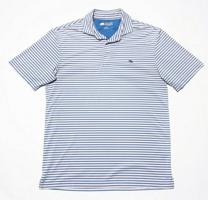 Onward Reserve Polo Small Men's Golf Wicking Stretch Pink Blue White Striped