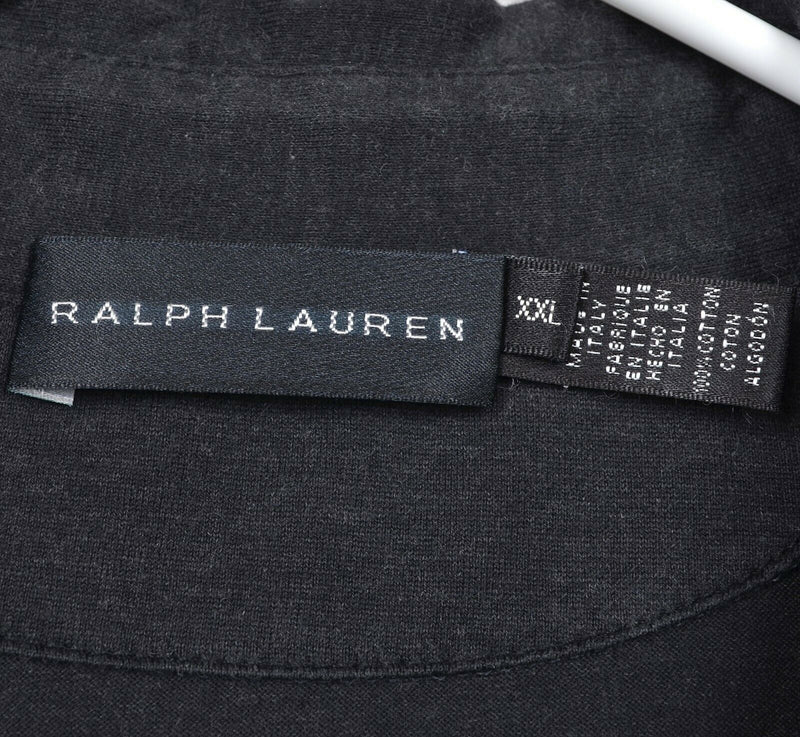 Ralph Lauren Black Label Men's Sz 2XL Solid Black Italy Long Sleeve Polo Shirt