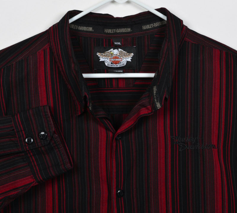 Harley-Davidson Men's 3XL Black Red Striped Embroidered Garage Mechanic Shirt