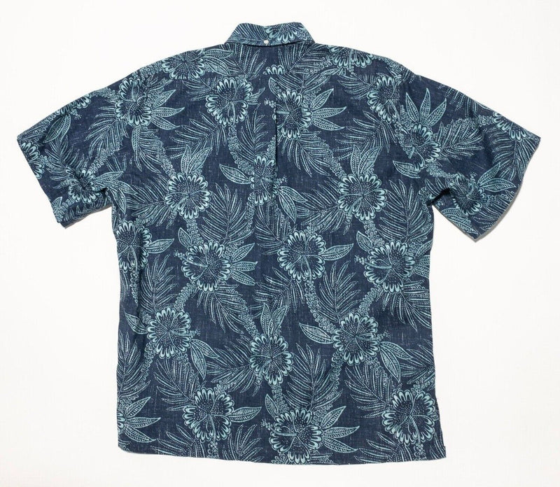 Reyn Spooner Hawaiian Shirt Large Classic Fit Men's Button-Down Floral Blue