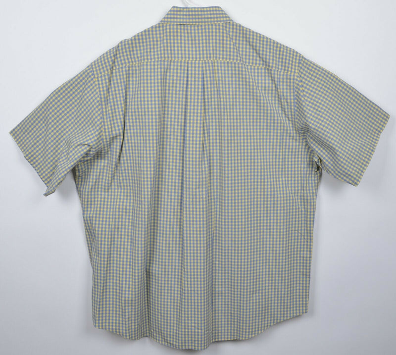 Brooks Brothers Men's XL Regular Yellow Blue Check Non-Iron Button-Down Shirt