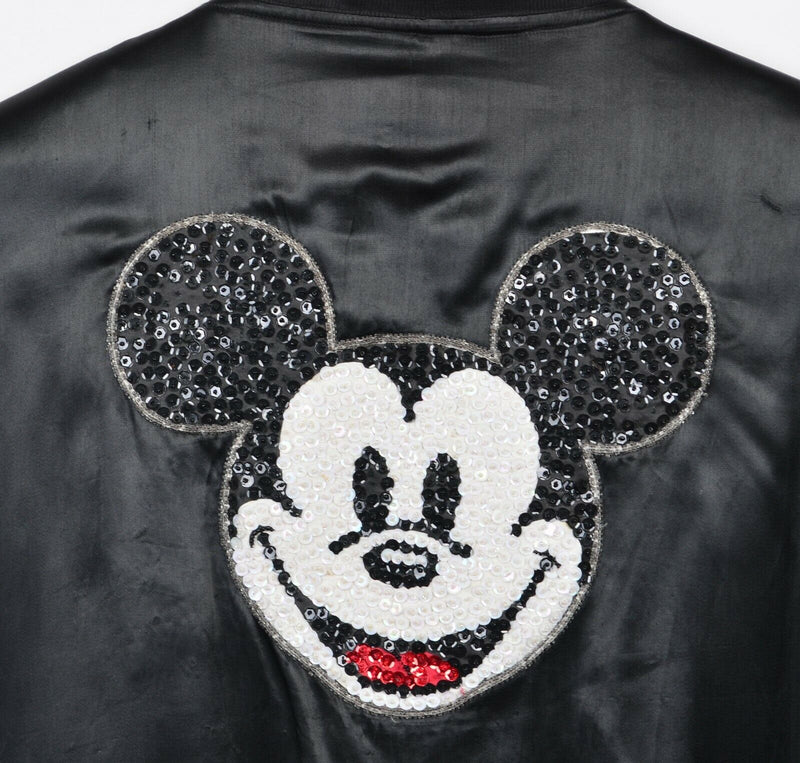Mickey Mouse Adult XL Disney by Jou Jou Black Sequins Satin Bomber Jacket