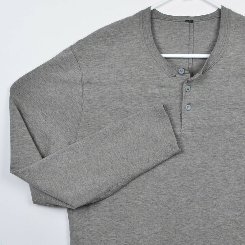 Lululemon Men's Large? Henley Collar Heather Gray Long Sleeve Athleisure Shirt