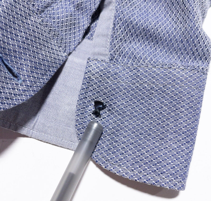 Armani Collezioni Shirt Men's XL Geometric Button-Down Designer Blue