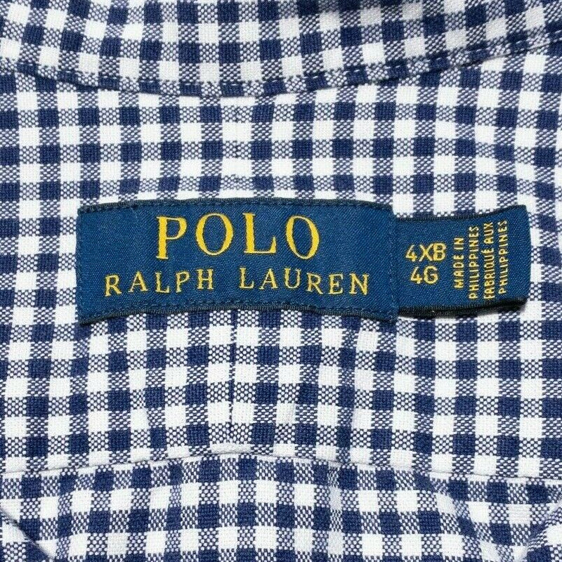 Polo Ralph Lauren Men's 4XB (4XL Big) Blue White Check Button-Front Shirt