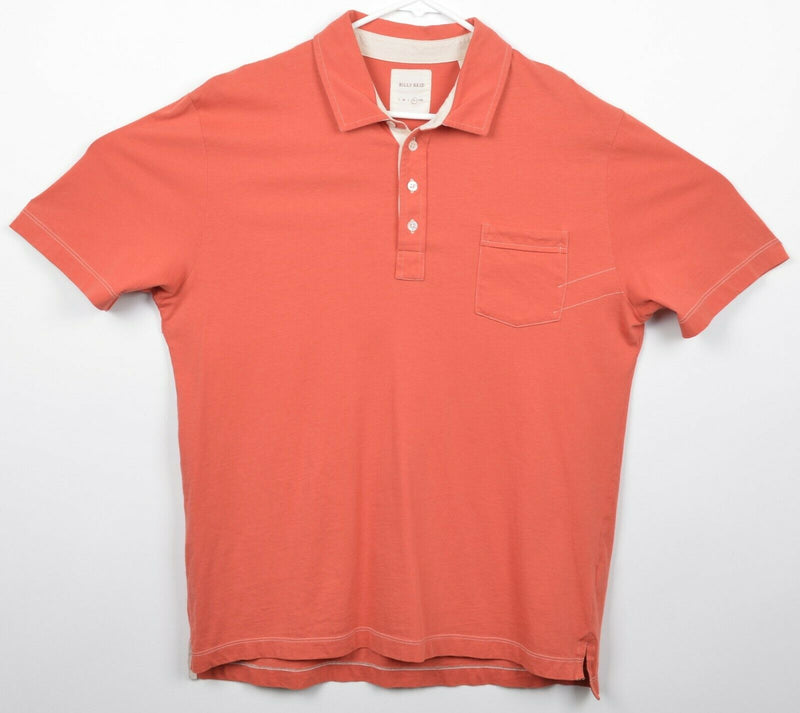 Billy Reid Men's Sz XL Solid Orange Salmon Pocket Short Sleeve Polo Shirt
