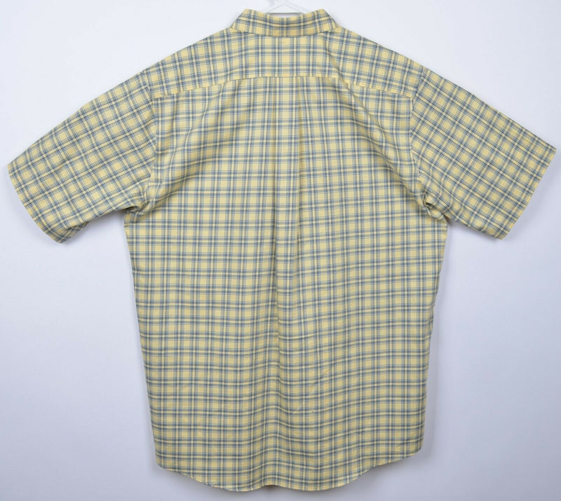 L.L. Bean Men's LT Large Tall Wrinkle-Free Yellow Blue Plaid Button-Down Shirt