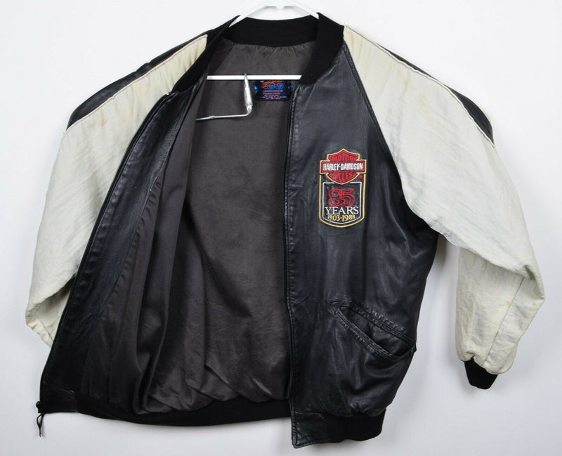 Vintage 80s Harley-Davidson Men's Medium Leather 50th Anniversary Bomber Jacket