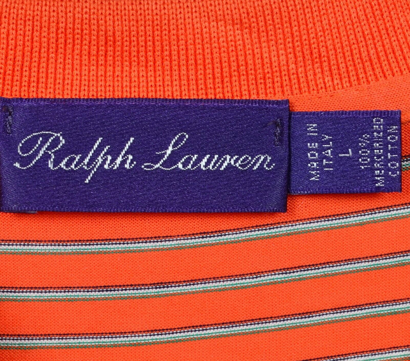 Ralph Lauren Purple Label Men's Large Orange Striped Made in Italy Polo Shirt