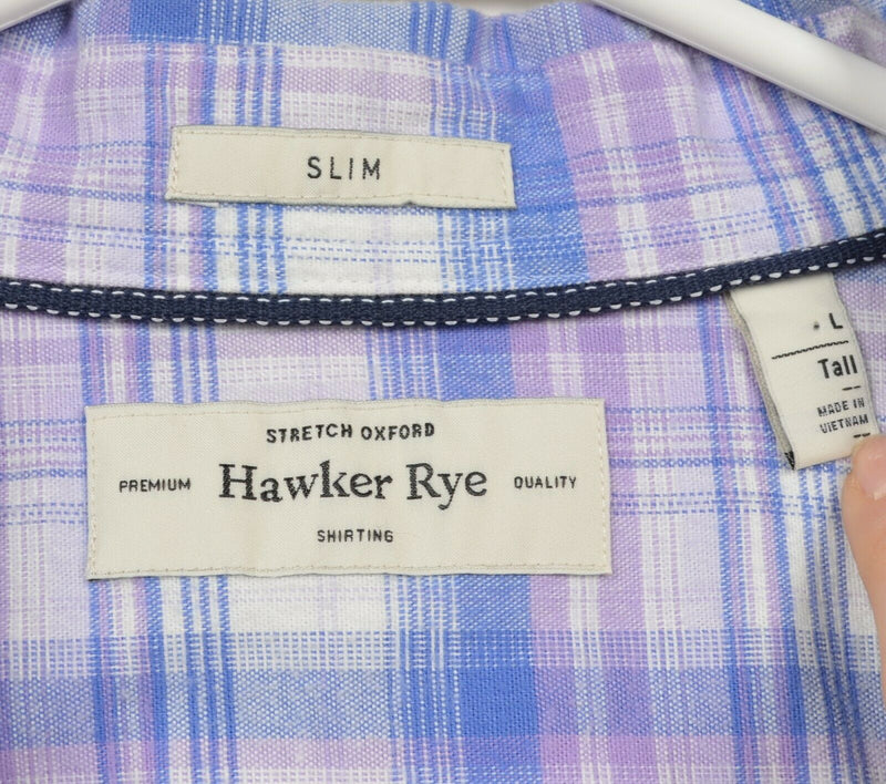 Hawker Rye Men Large Slim Fit Stitch Fix Purple Stretch Button-Down Oxford Shirt