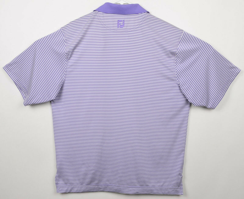 FootJoy Men's Sz Large Purple White Striped FJ Performance Golf Polo Shirt