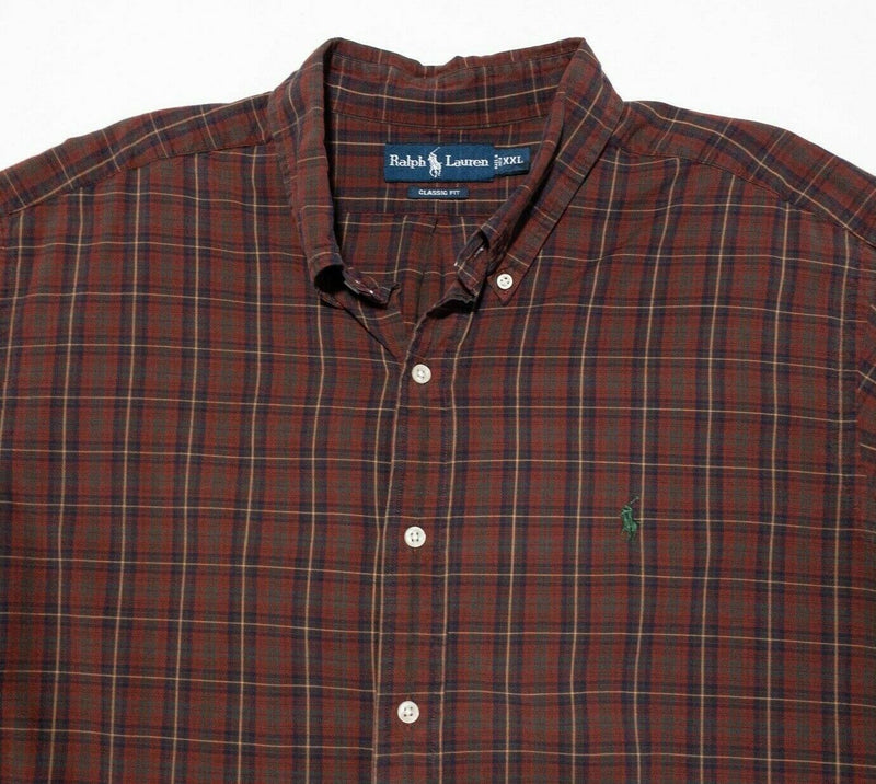 Polo Ralph Lauren Shirt 2XL Classic Fit Men's Red Plaid Short Sleeve Button-Down