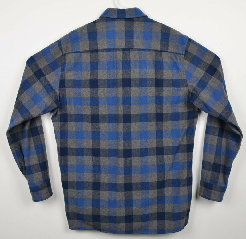 LL Bean Men's Medium Tall Traditional Fit Blue Gray Plaid Flannel Shirt