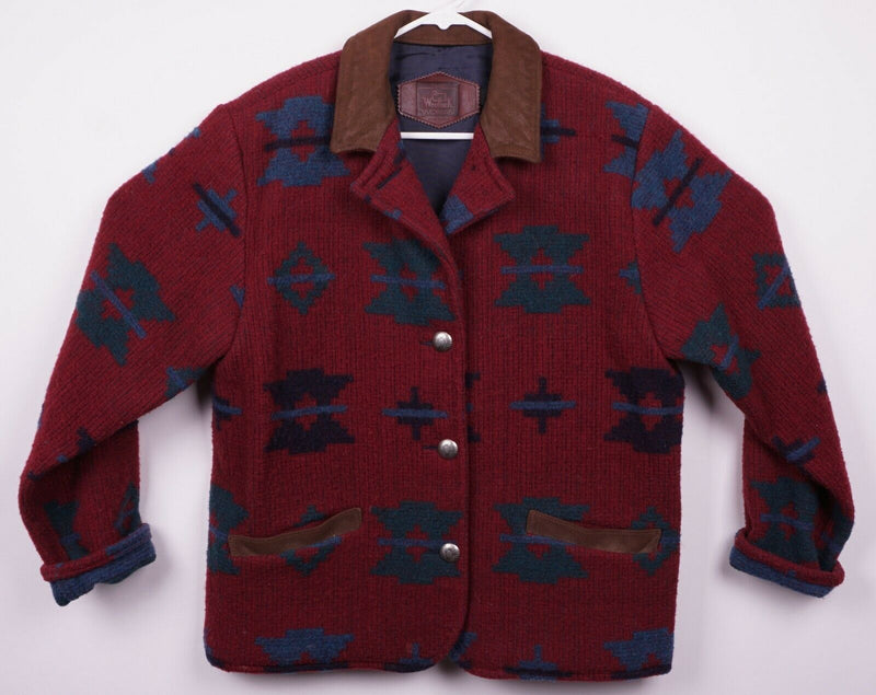 Vtg 80s Woolrich Women's Sz Medium Wool Blend Southwest Aztec Red Blanket Jacket