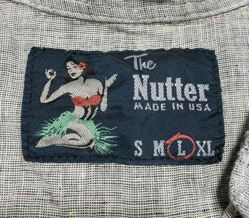 Chubbies The Nutter Shirt Men's Large Popover Gray Linen Blend USA Short Sleeve