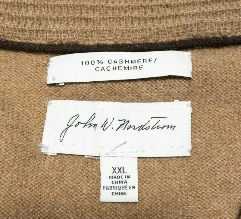 John W. Nordstrom Cashmere 1/4 Zip Sweater Vest Pullover Camel Brown Men's 2XL