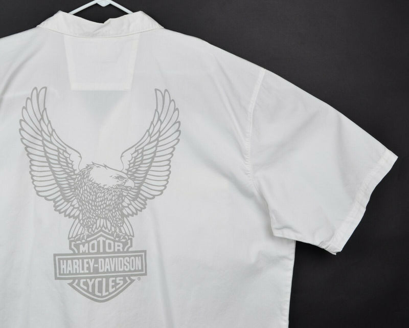 Harley Davidson Men Sz 3XL Eagle Logo Graphic White Garage Mechanic Biker Shirt