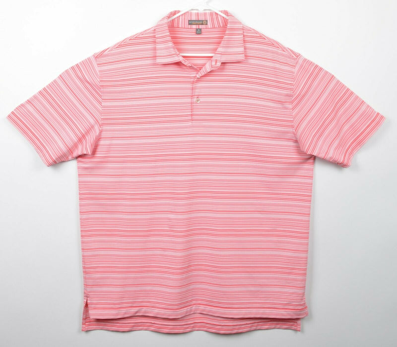 Peter Millar Men's XL Summer Comfort Pink/Red Stripe Performance Golf Polo Shirt