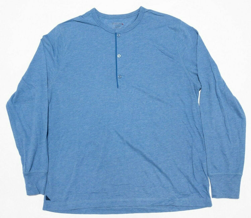 UNTUCKit Henley Men's XL Shirt Solid Heather Blue 3-Button Cotton Blend