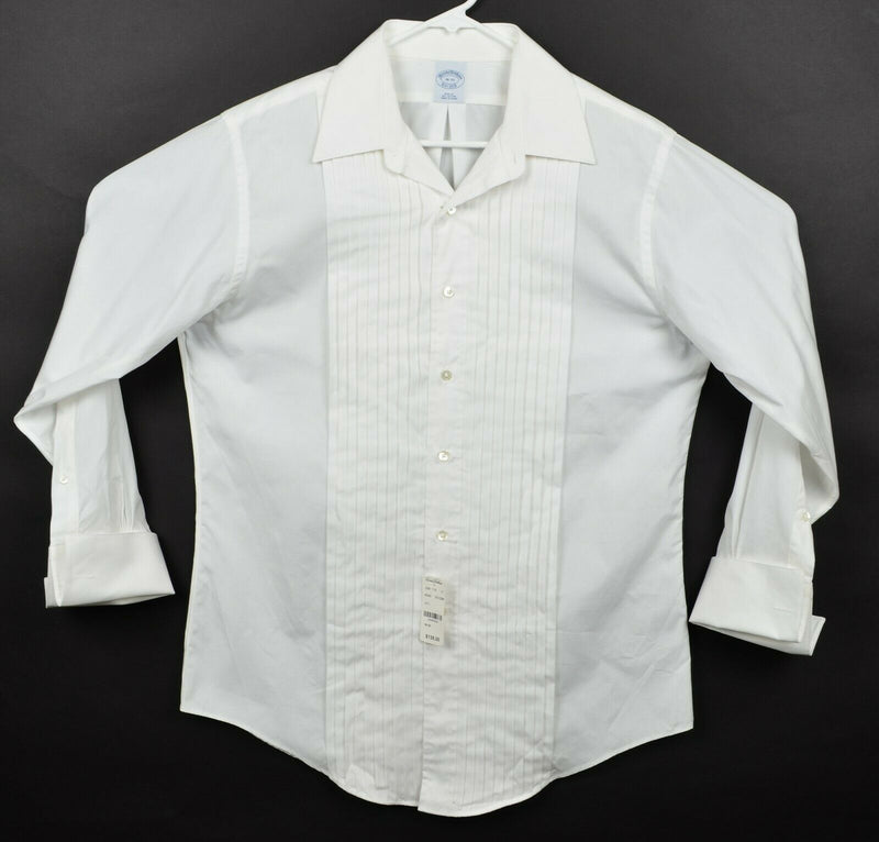 Brooks Brothers Men's 16-33 Slim French Cuff Ruffle Formal White Tuxedo Shirt