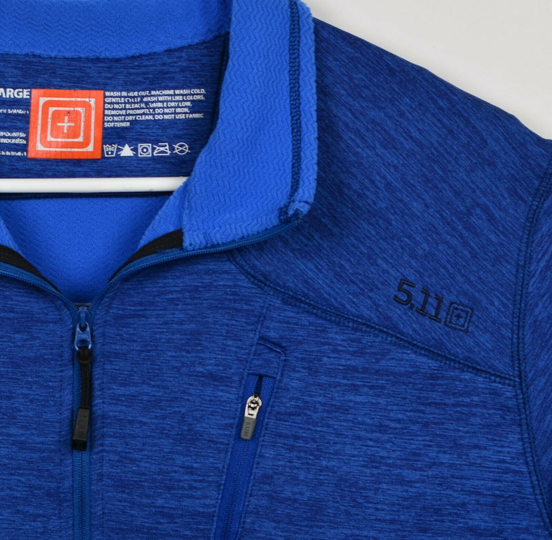 5.11 Tactical Series Men's Large Heather Blue 1/4 Zip Fleece Pullover Jacket
