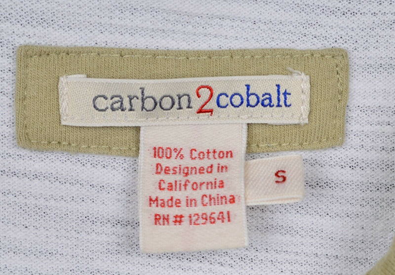 Carbon 2 Cobalt Men's Sz Small White Green Contrast Collar Polo Shirt