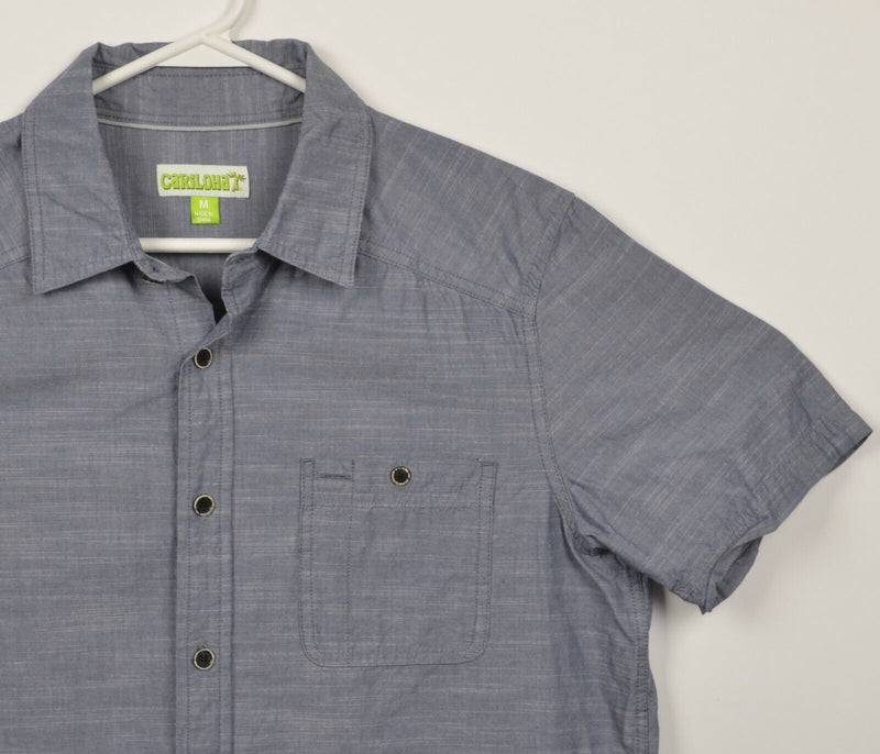 Cariloha Men's Medium Organic Cotton Bamboo Blue/Gray Button-Front Shirt