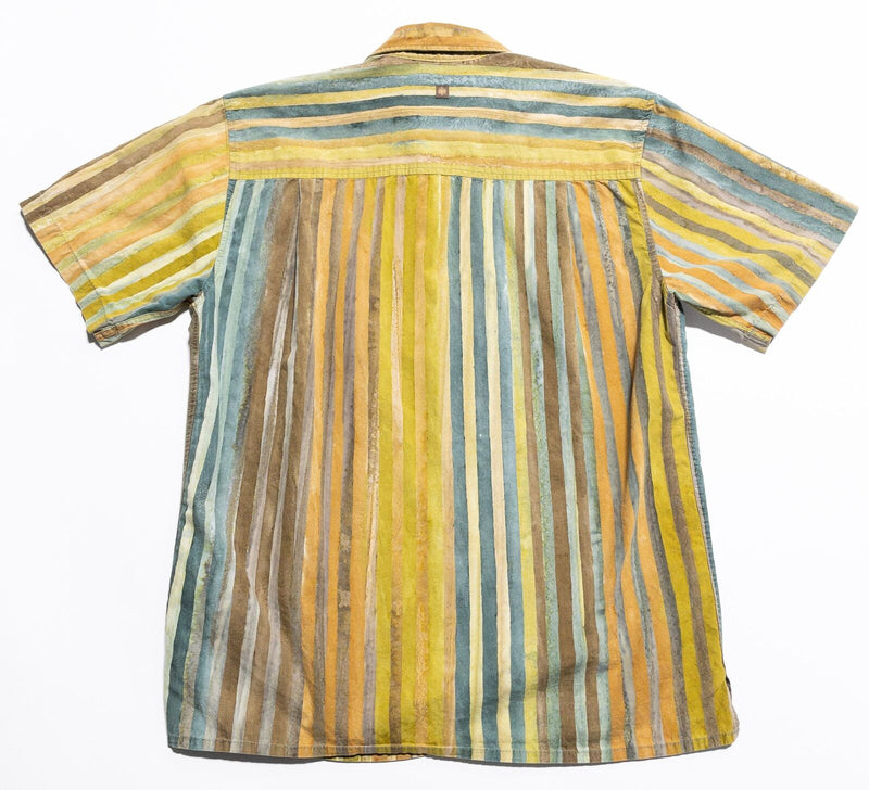 Territory Ahead Shirt Men's Small Colorful Striped Button-Up Short Sleeve Batik