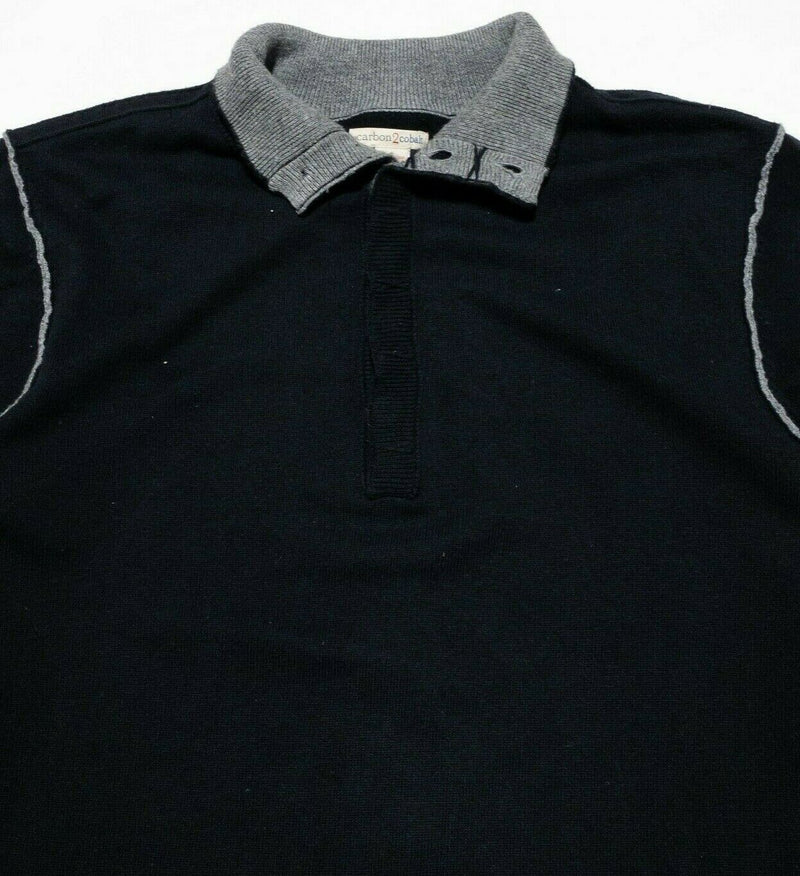 Carbon 2 Cobalt Cotton Cashmere Blend Black Pullover Sweater Men's Large