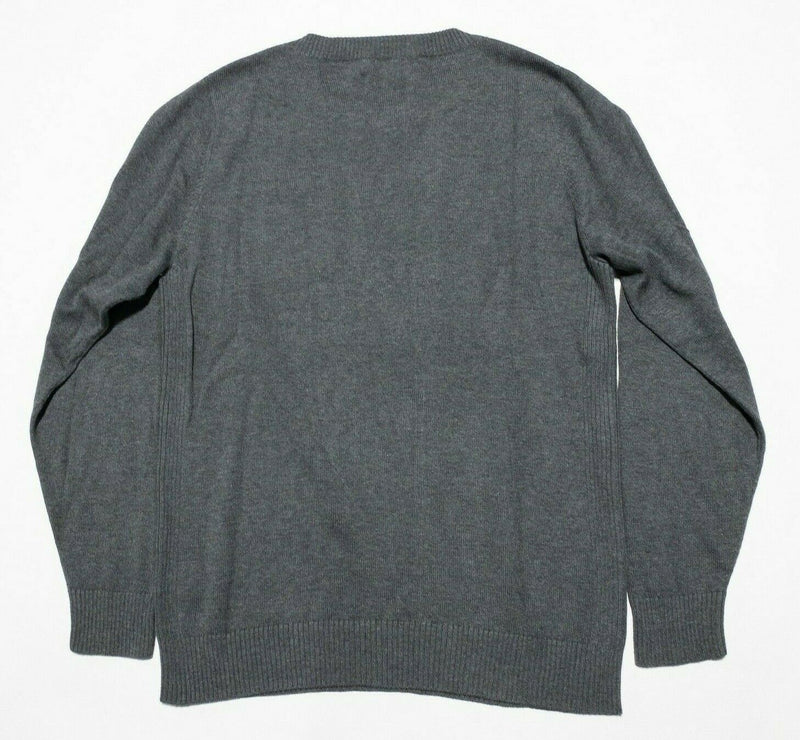 Criquet Men's Large Cotton Cashmere Blend Gray Knit Pullover Crew Golf Sweater