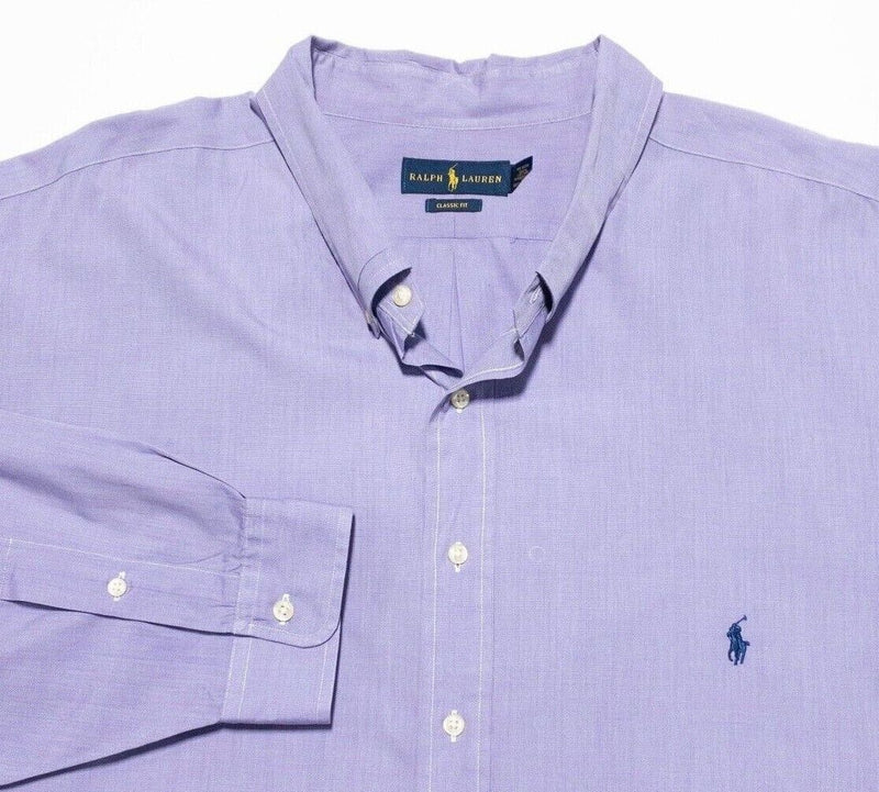 Polo Ralph Lauren 5XB Classic Fit Men's Big & Tall Shirt Long Sleeve Purple