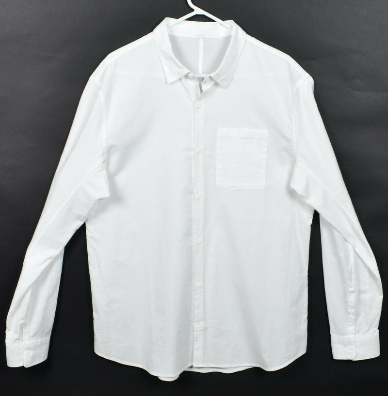 Lululemon Men's XL? Solid White Athleisure Long Sleeve Button-Down Shirt