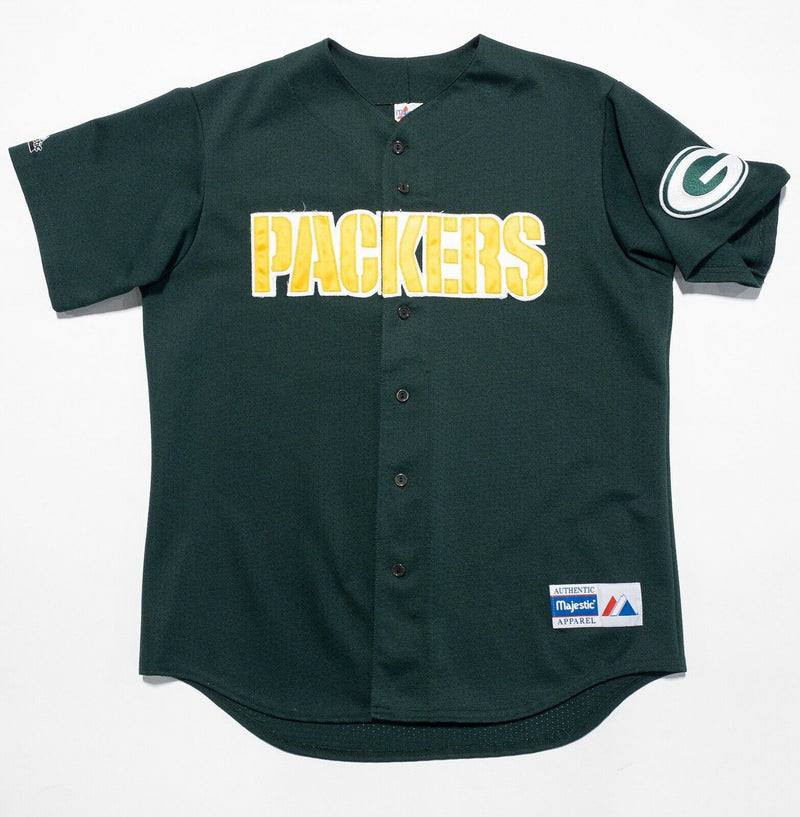 Green Bay Packers Men's Large Majestic Green NFL Sewn Mesh Baseball Style Jersey