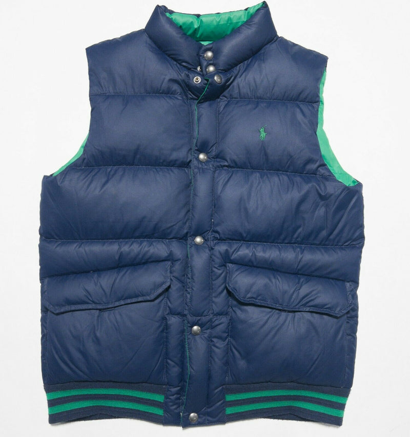 Polo Ralph Lauren Boy's XL (18-20) Down Reversible Green Blue Bubble Puffer Vest