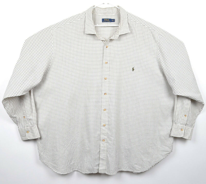 Polo Ralph Lauren Men's Sz 5XB Cream White Plaid Check Button-Down Shirt