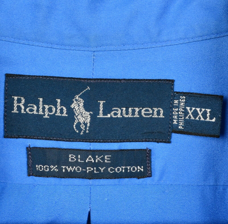 Polo Ralph Lauren Men's 2XL Solid Blue "Blake" Pony Button-Down Shirt