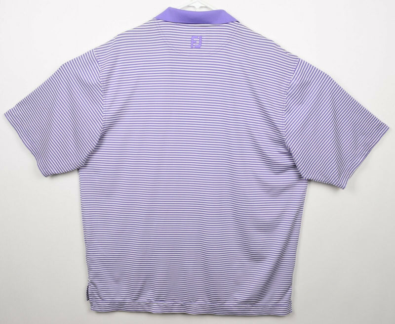 FootJoy Men's XL Purple Striped FJ Golf Wicking Performance Polo Shirt